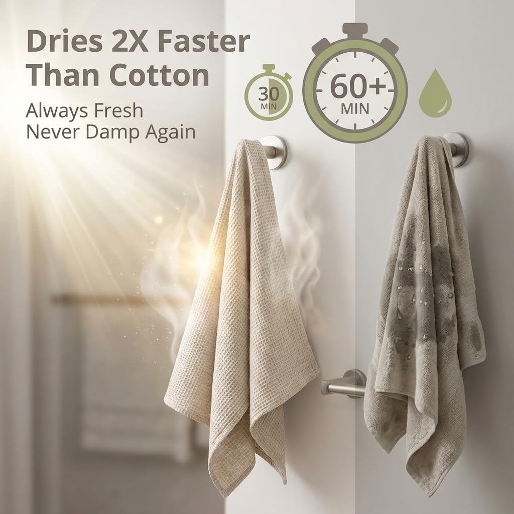 PThing Stories Pure 100% Linen Waffle Weave Bath Towel (30x60")