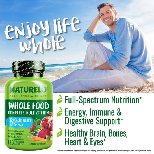NATURELO Whole Food Multivitamin for Men (120 Vegan Capsules)