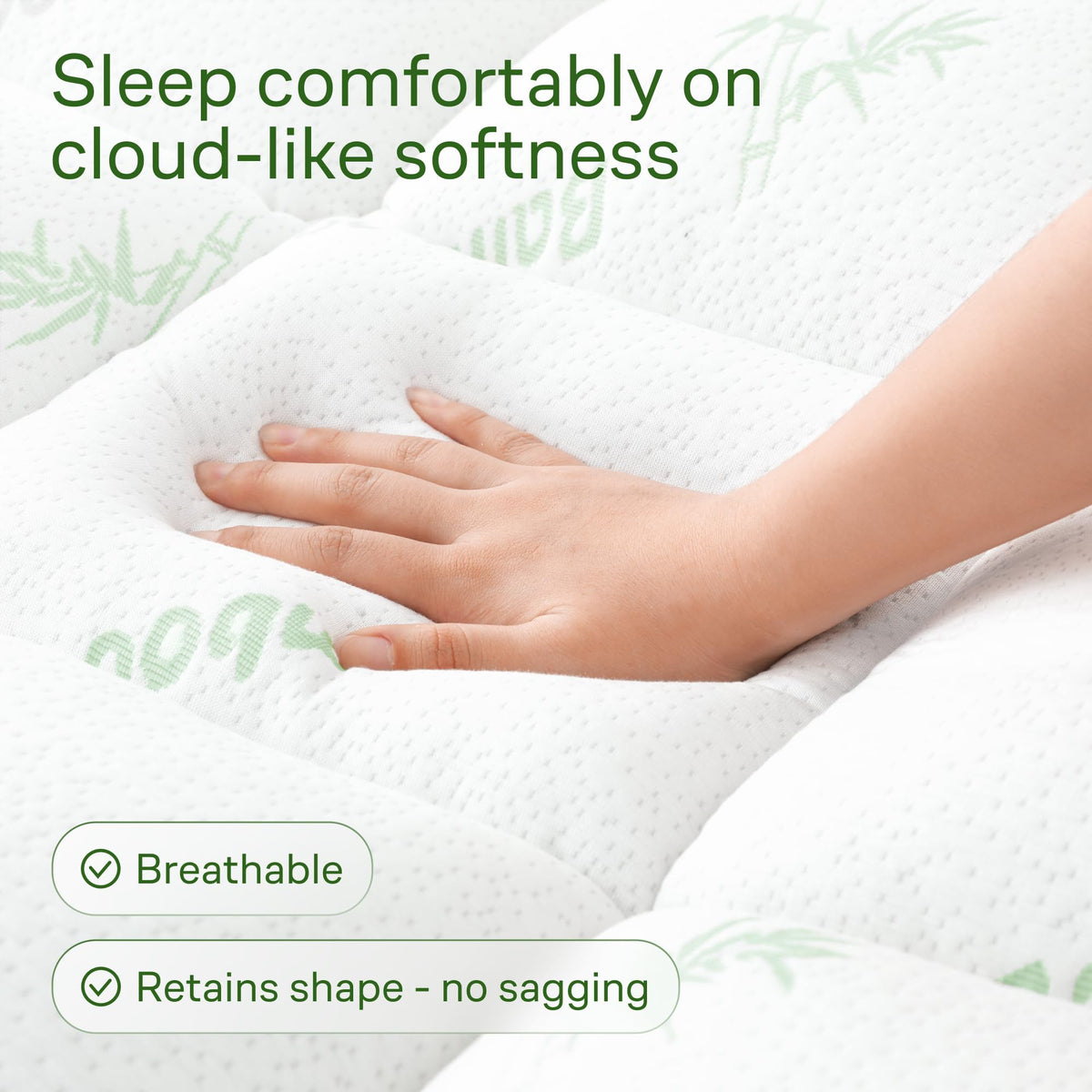 Niagara Sleep Solution Bamboo Queen Mattress Topper — Breathable Pillow Top