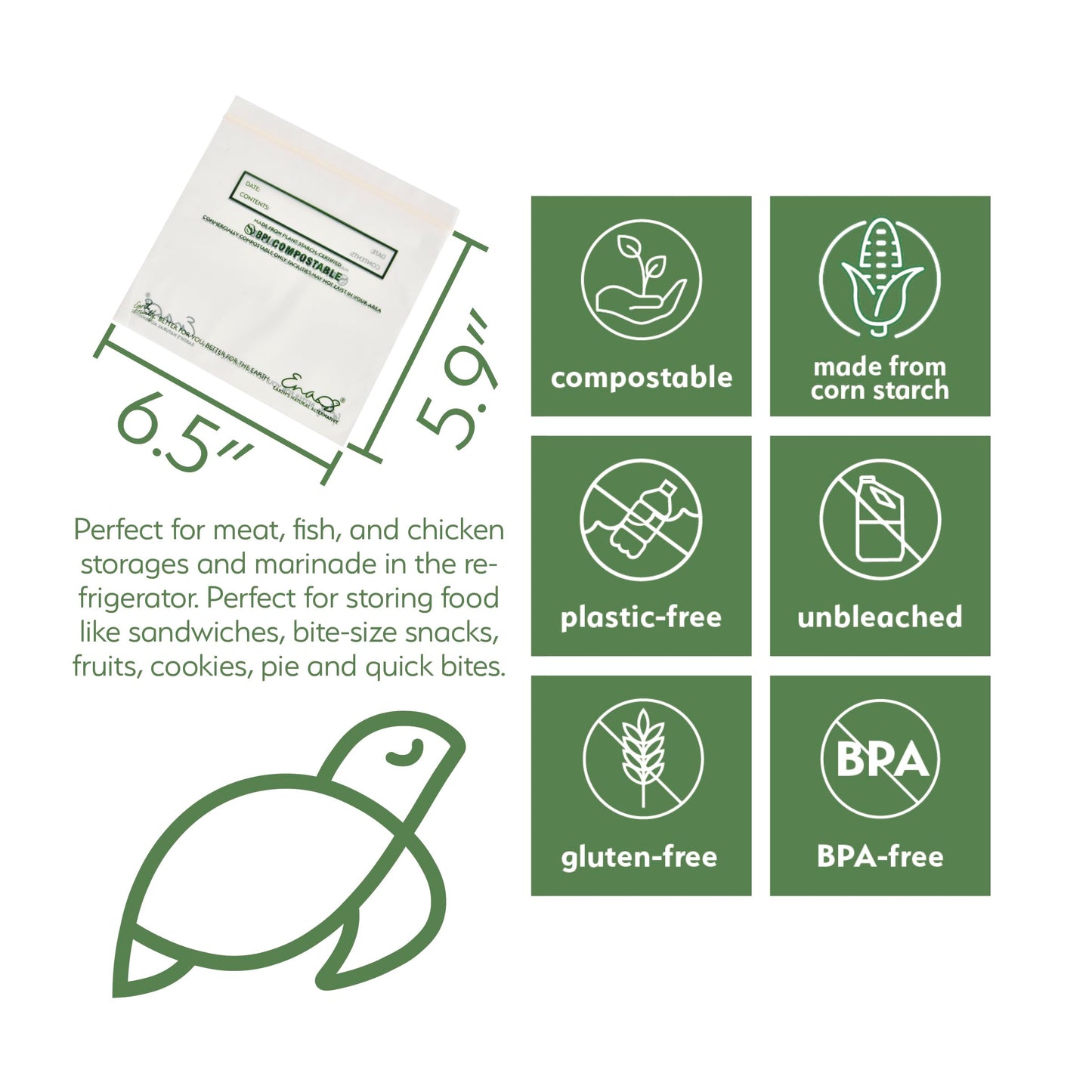 Earth's Natural Alternative 100% Compostable Food Storage Snack Bags (150-Pack)