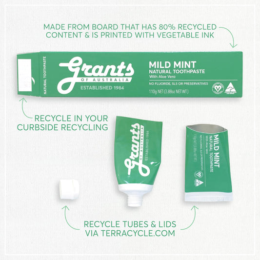 Grants of Australia Natural Whitening Toothpaste with Baking Soda & Peppermint (110g x 3 Pack)