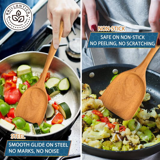 Brillantica Premium Natural Wooden Cooking Utensils & Spatulas (4-Piece Set)