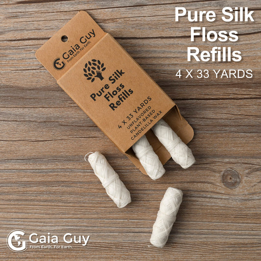 Gaia Guy Unflavored Natural Silk Dental Floss Refill (4 x 30m Spools)