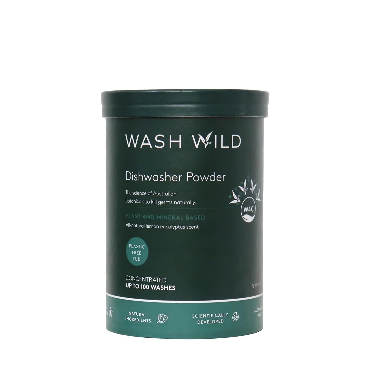 Wash Wild Natural Dishwasher Powder with Native Australian W4C® Botanicals (1kg Tub)