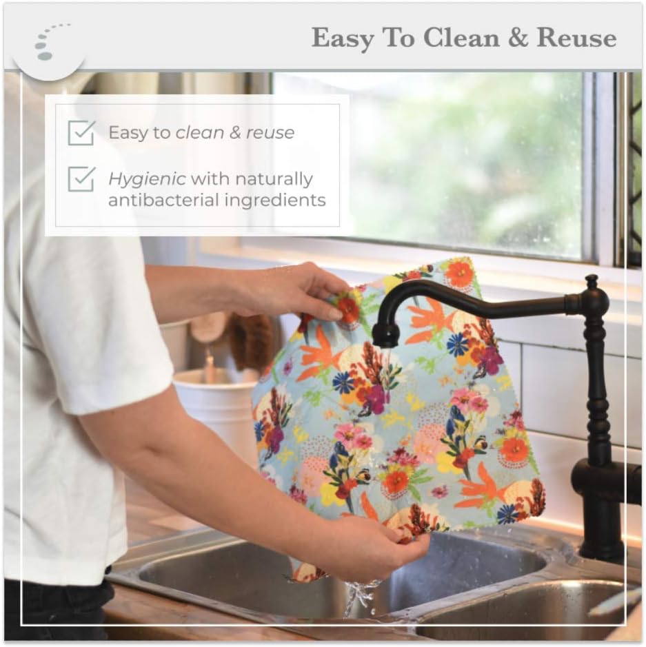 Zenify Earth Reusable Beeswax Food Wraps — Poppin' Bright Nature (Set of 3)
