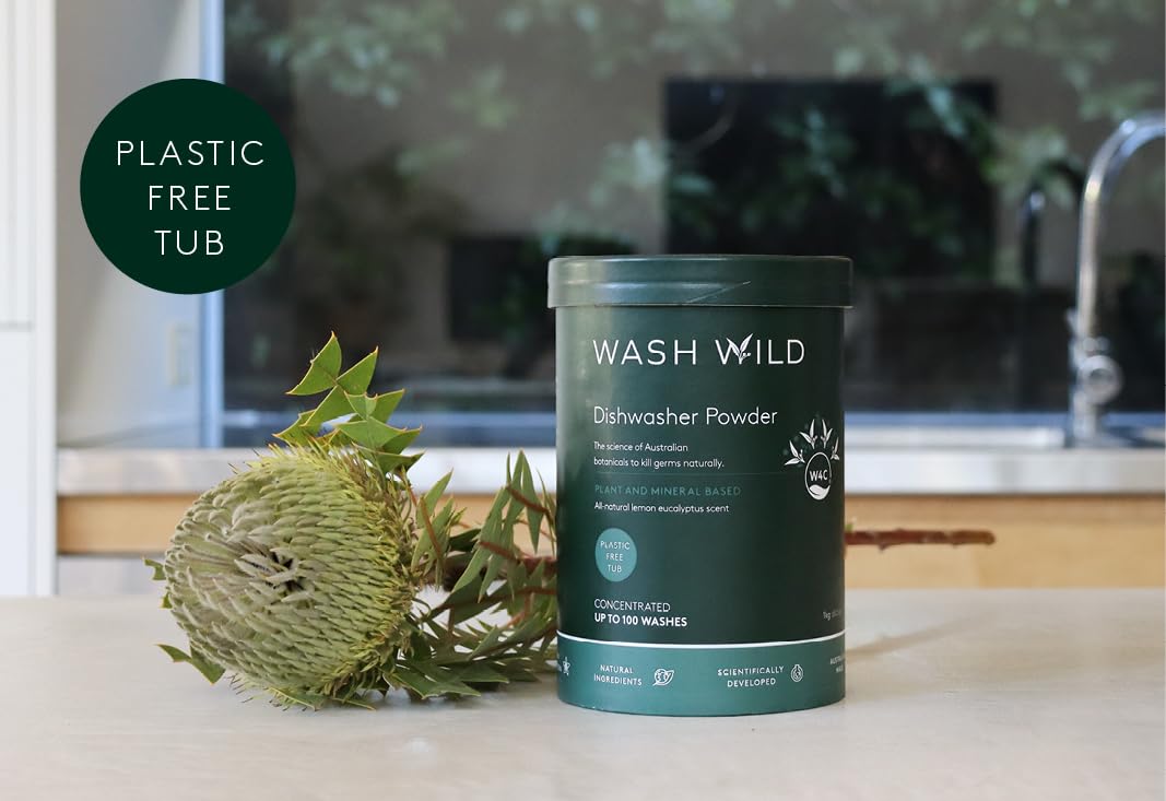 Wash Wild Natural Dishwasher Powder with Native Australian W4C® Botanicals (1kg Tub)
