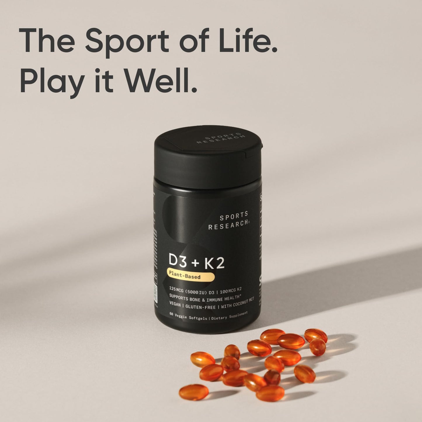 Sports Research Vegan Vitamin D3 5000 IU + K2 MK-7