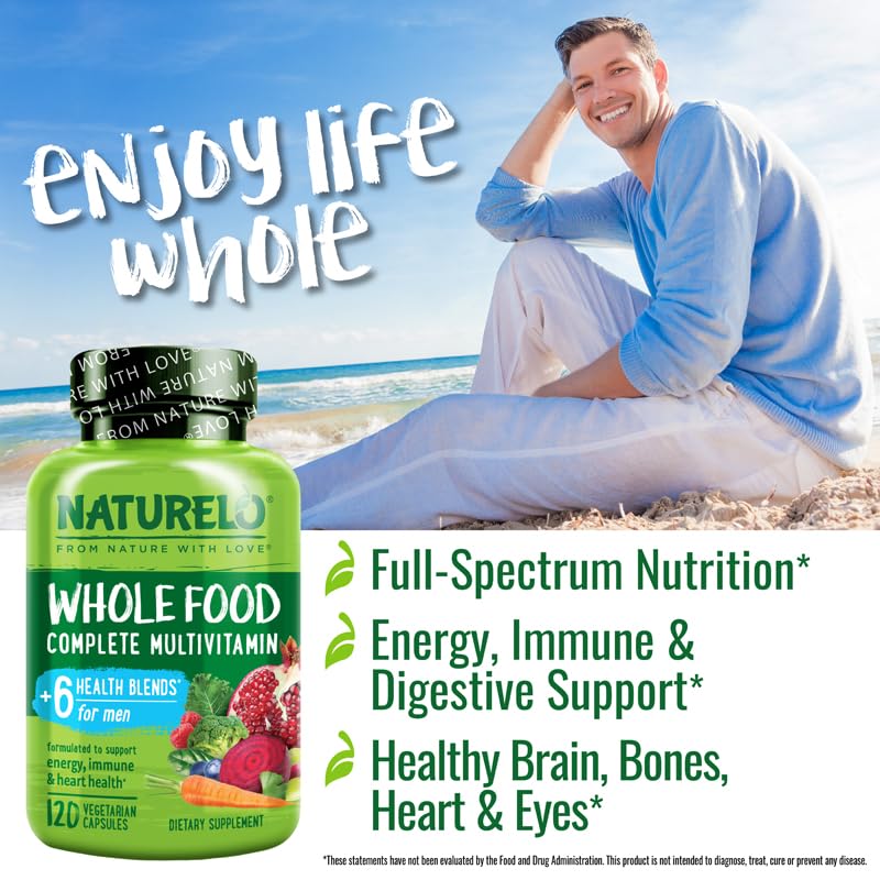 NATURELO Whole Food Multivitamin for Men (120 Vegan Capsules)