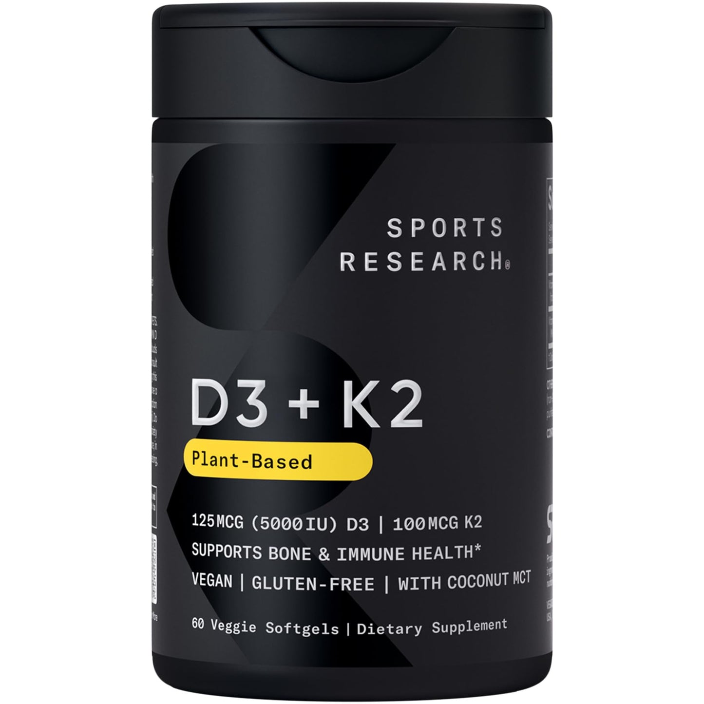 Sports Research Vegan Vitamin D3 5000 IU + K2 MK-7