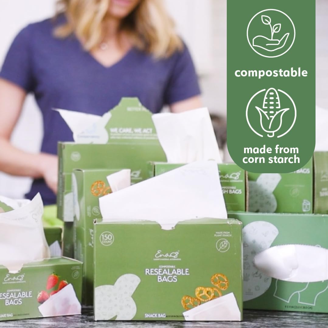 Earth's Natural Alternative 100% Compostable Food Storage Snack Bags (150-Pack)