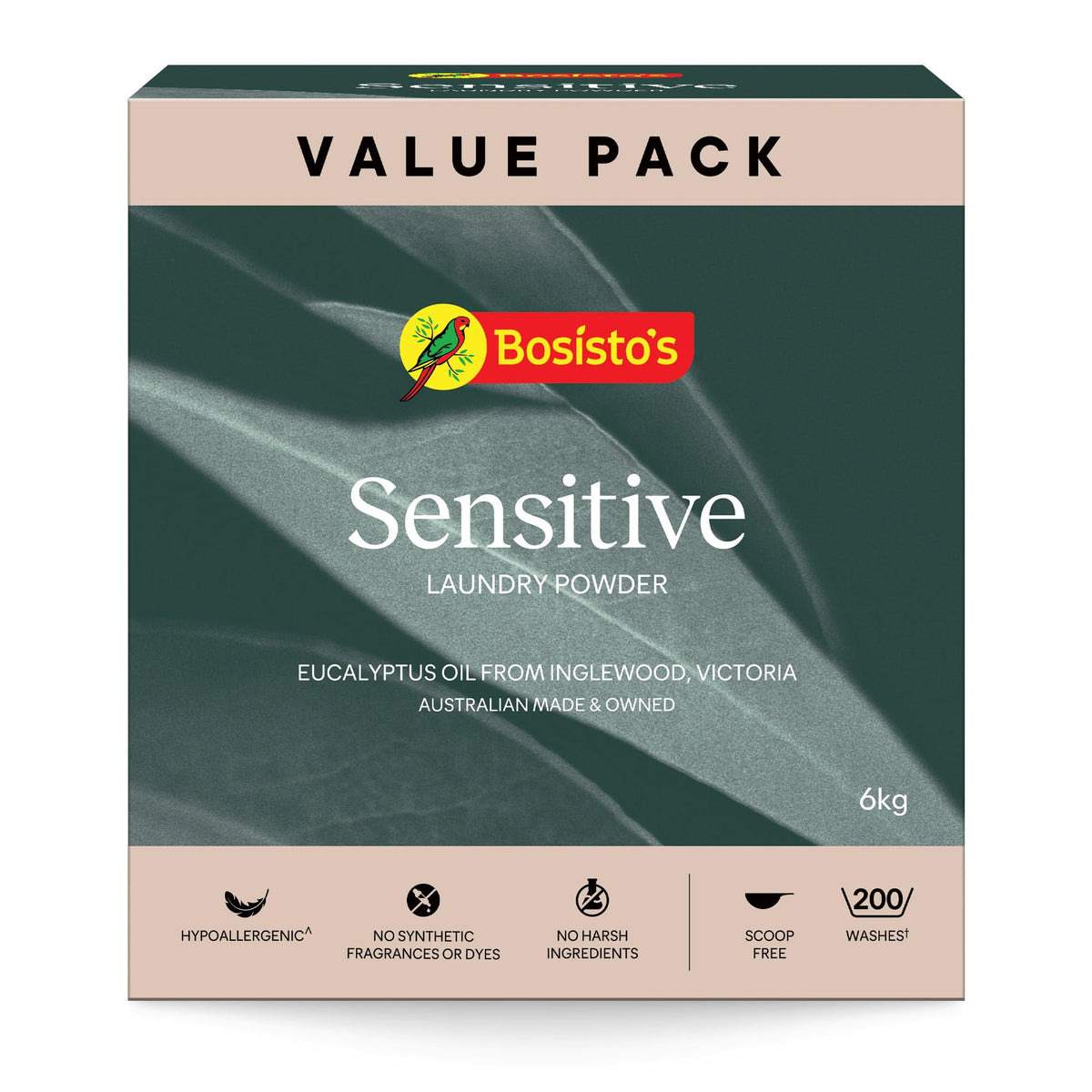 Bosisto’s Sensitive Eco Laundry Powder with Pure Australian Eucalyptus Oil (6kg Bulk Pack)