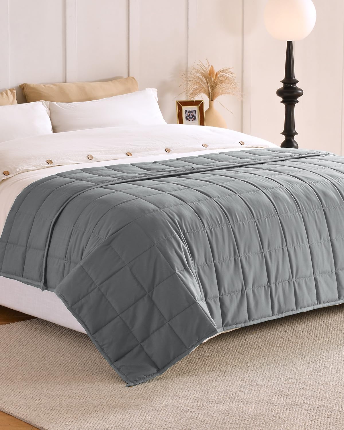 BUZIO All-Season Weighted Blanket for Better Sleep (150x200cm / 9kg / Grey)