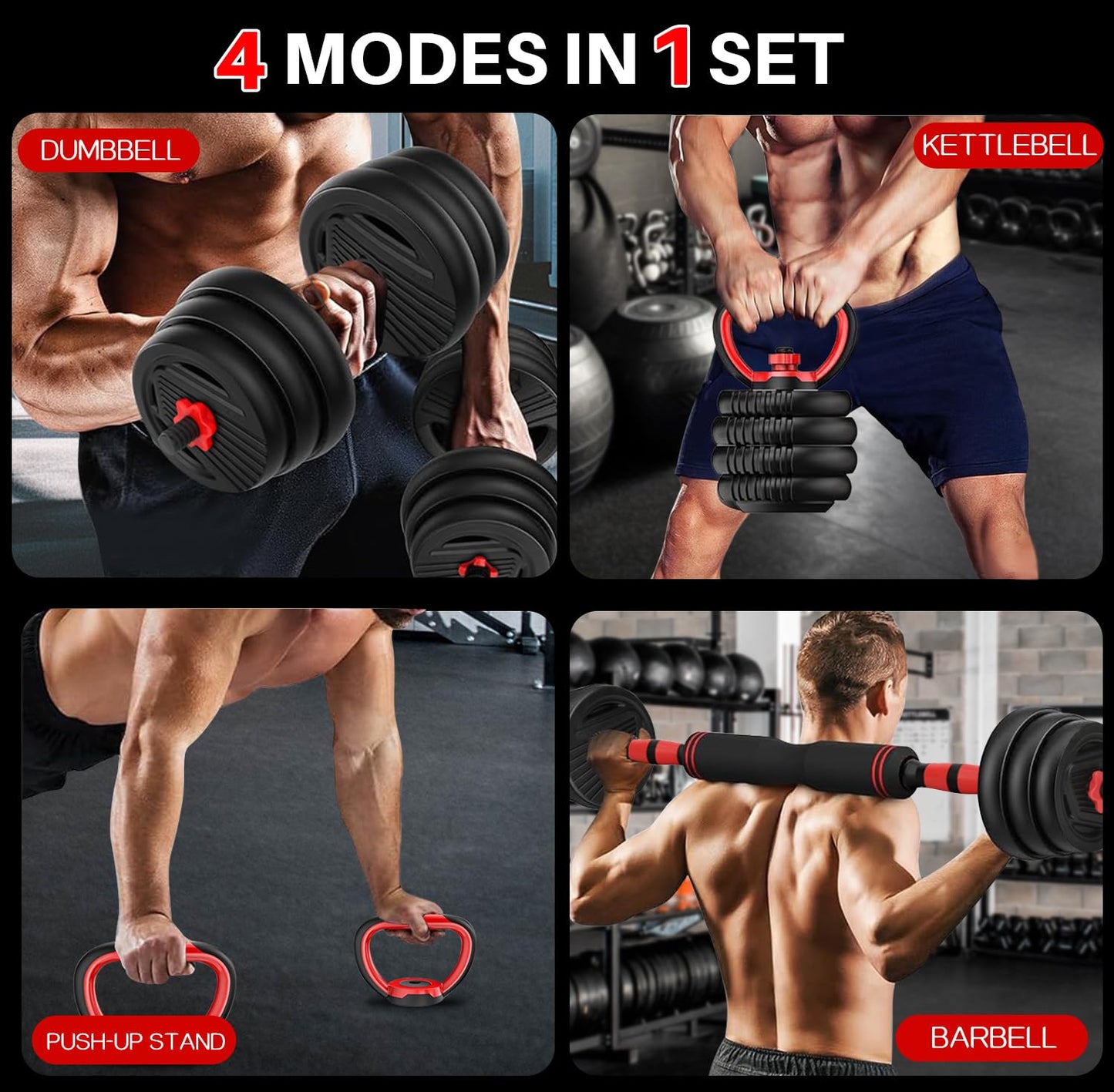 Yildue 4-in-1 Adjustable Dumbbell & Barbell Set