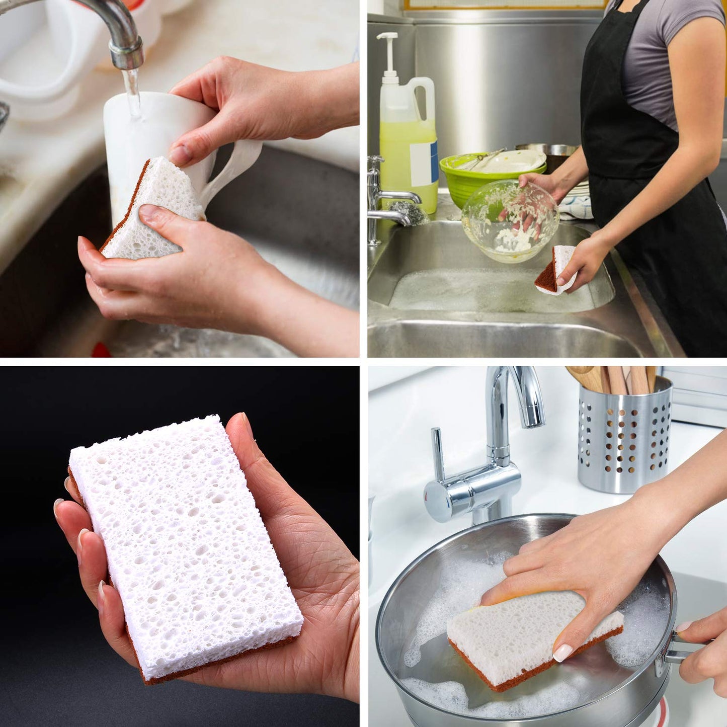 PANYEE Plant-Based Palm Fiber Scrub Sponges — Non-Scratch & Biodegradable (12-Pack)