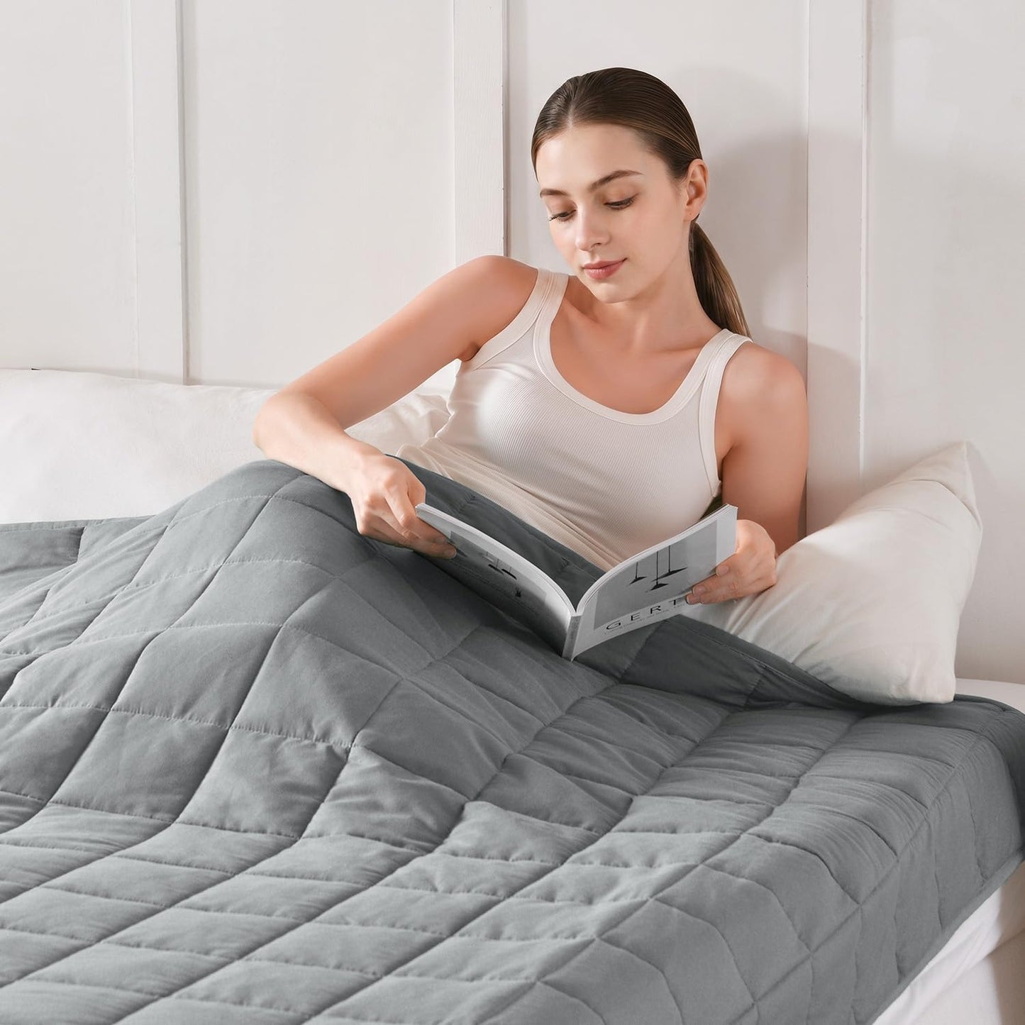 BUZIO All-Season Weighted Blanket for Better Sleep (150x200cm / 9kg / Grey)