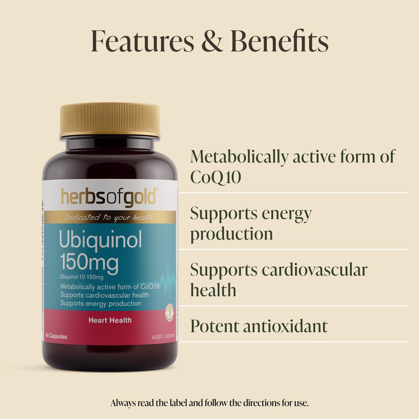 Herbs of Gold Ubiquinol 150mg (60 Capsules)
