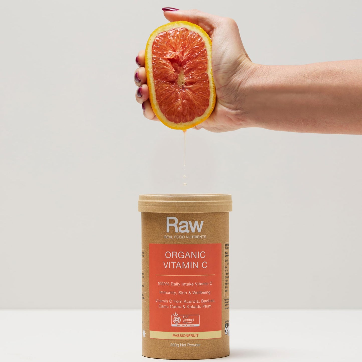 Amazonia Raw Real Food Nutrients Organic Vitamin C Powder (Passionfruit 200g)