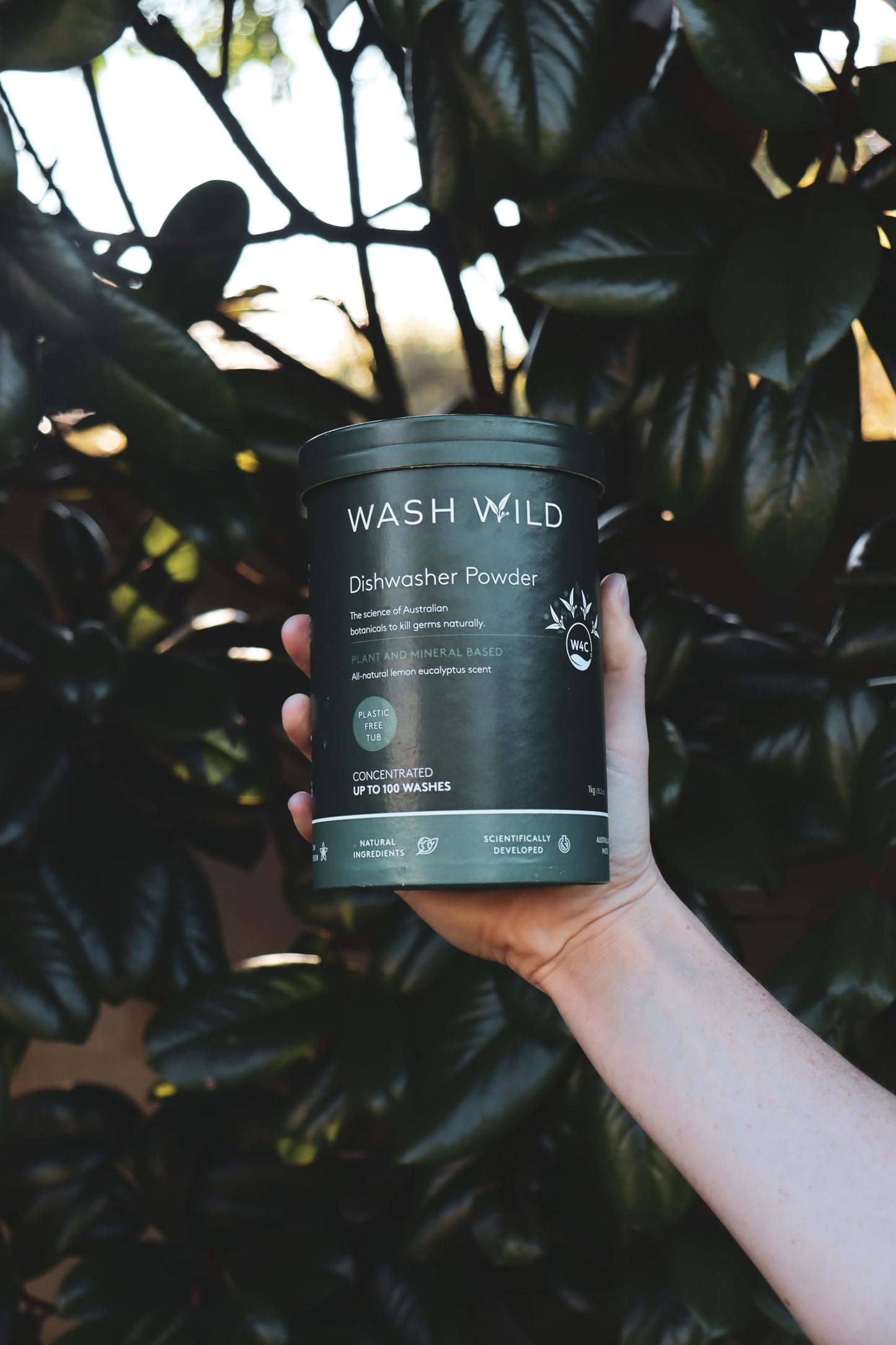 Wash Wild Natural Dishwasher Powder with Native Australian W4C® Botanicals (1kg Tub)