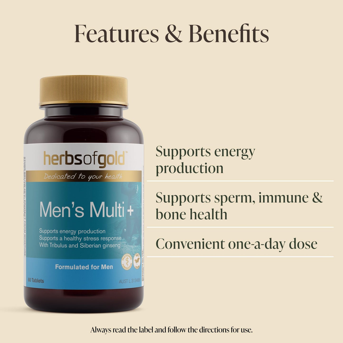 Herbs of Gold Men's Multi + (60 Tablets)