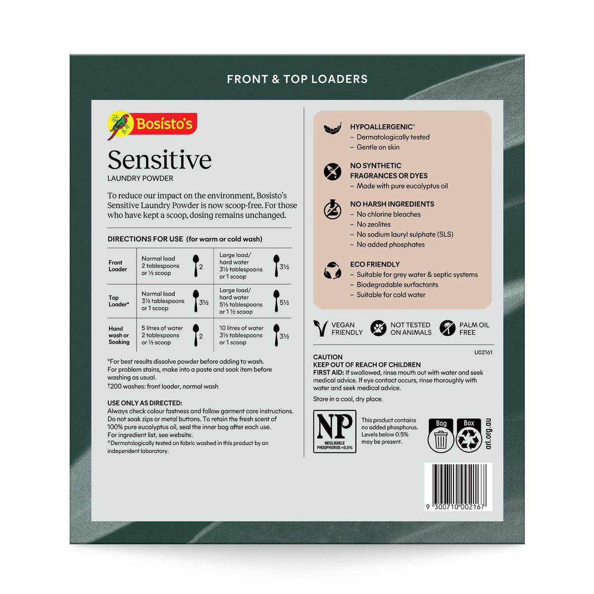 Bosisto’s Sensitive Eco Laundry Powder with Pure Australian Eucalyptus Oil (6kg Bulk Pack)