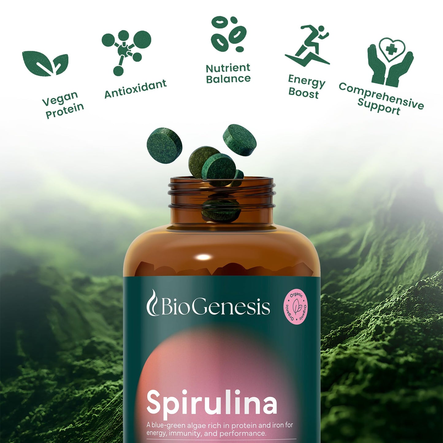 BioGenesis Organic Spirulina Tablets (600 Count)