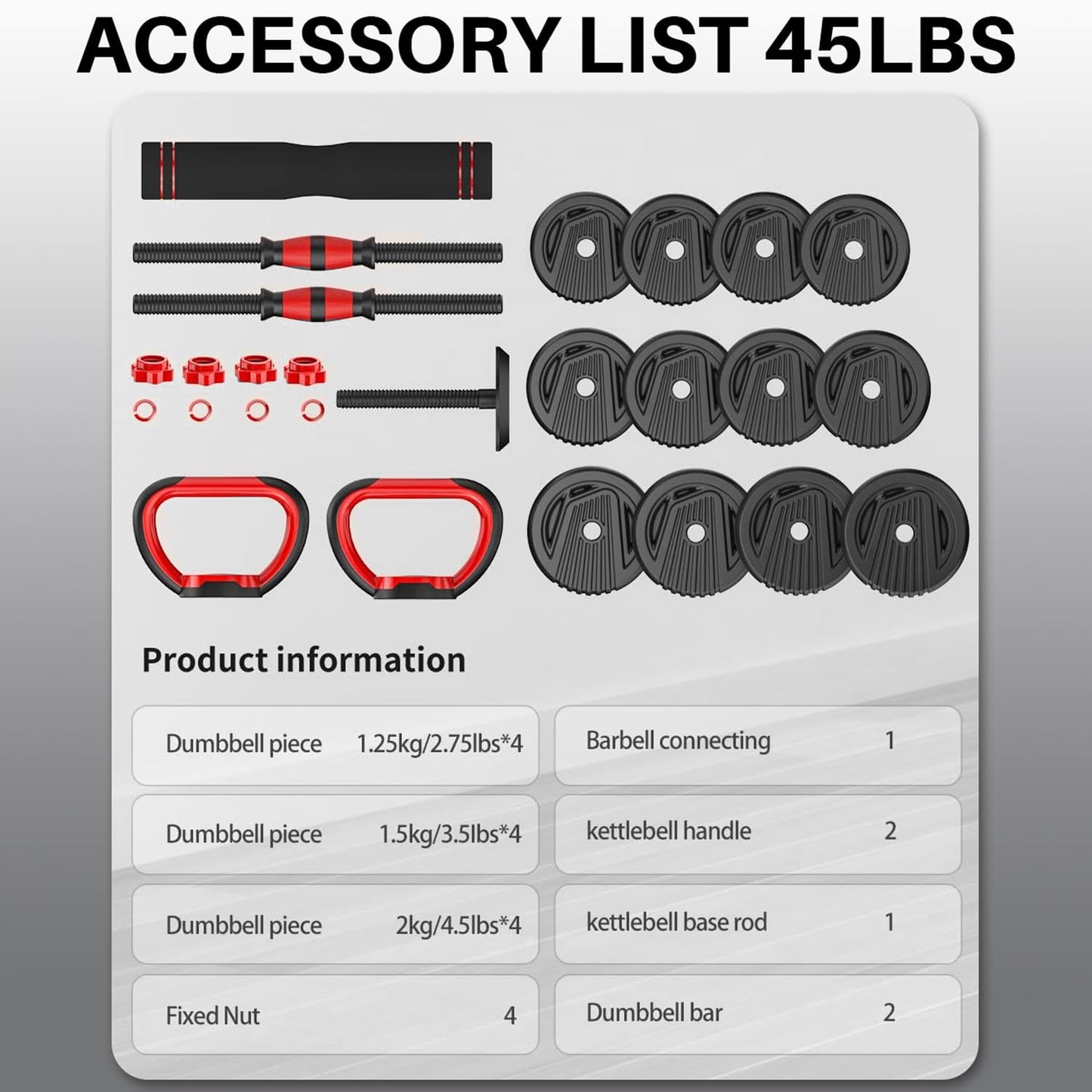 Yildue 4-in-1 Adjustable Dumbbell & Barbell Set