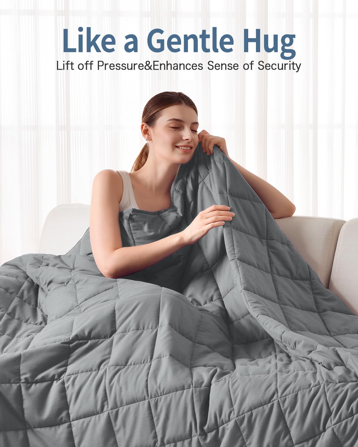 BUZIO All-Season Weighted Blanket for Better Sleep (150x200cm / 9kg / Grey)