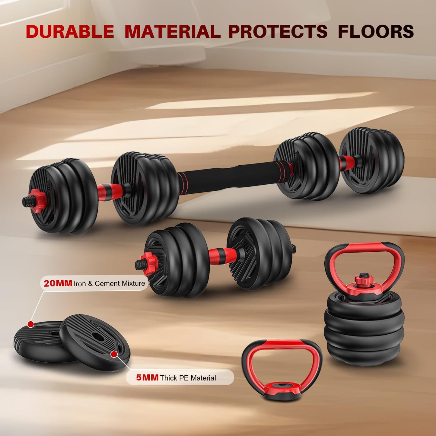 Yildue 4-in-1 Adjustable Dumbbell & Barbell Set
