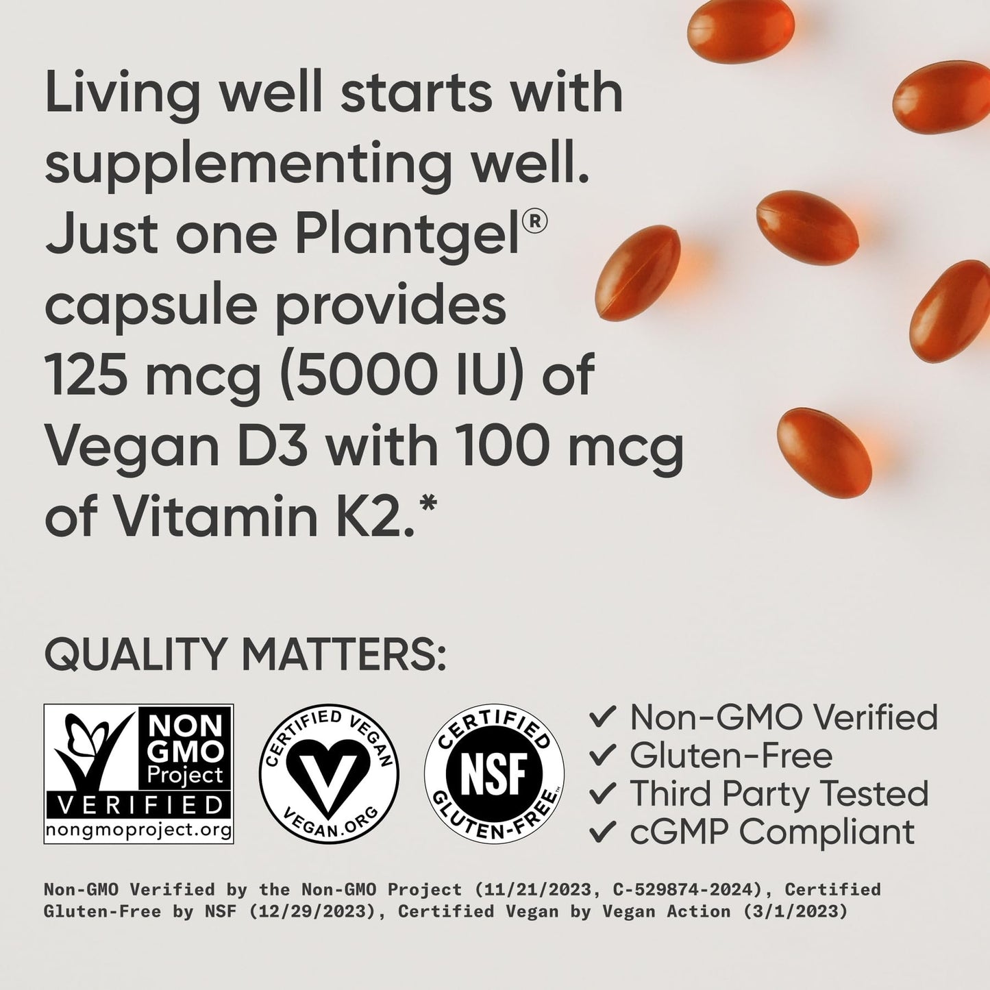 Sports Research Vegan Vitamin D3 5000 IU + K2 MK-7
