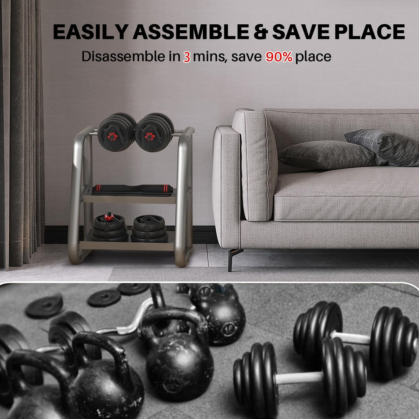 Yildue 4-in-1 Adjustable Dumbbell & Barbell Set