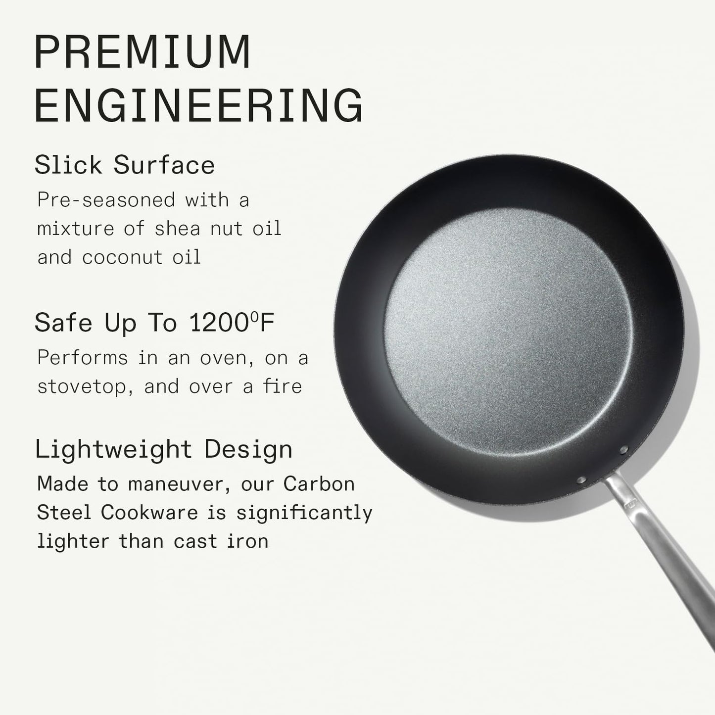 Made In Cookware - Seasoned 12" Carbon Steel Frying Pan - (Like Cast Iron, but Better) - Professional Cookware - Crafted in Sweden - Induction Compatible