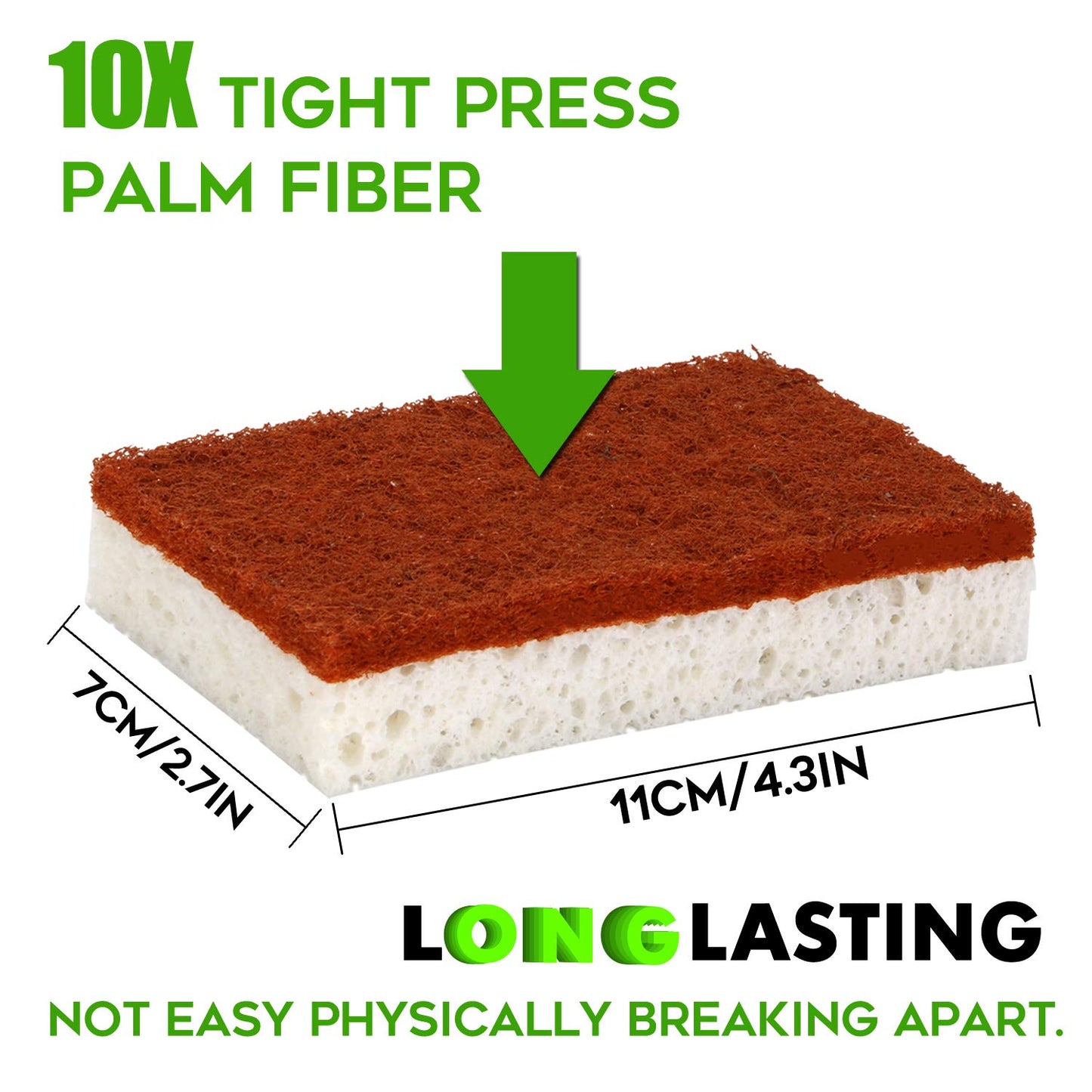 PANYEE Plant-Based Palm Fiber Scrub Sponges — Non-Scratch & Biodegradable (12-Pack)