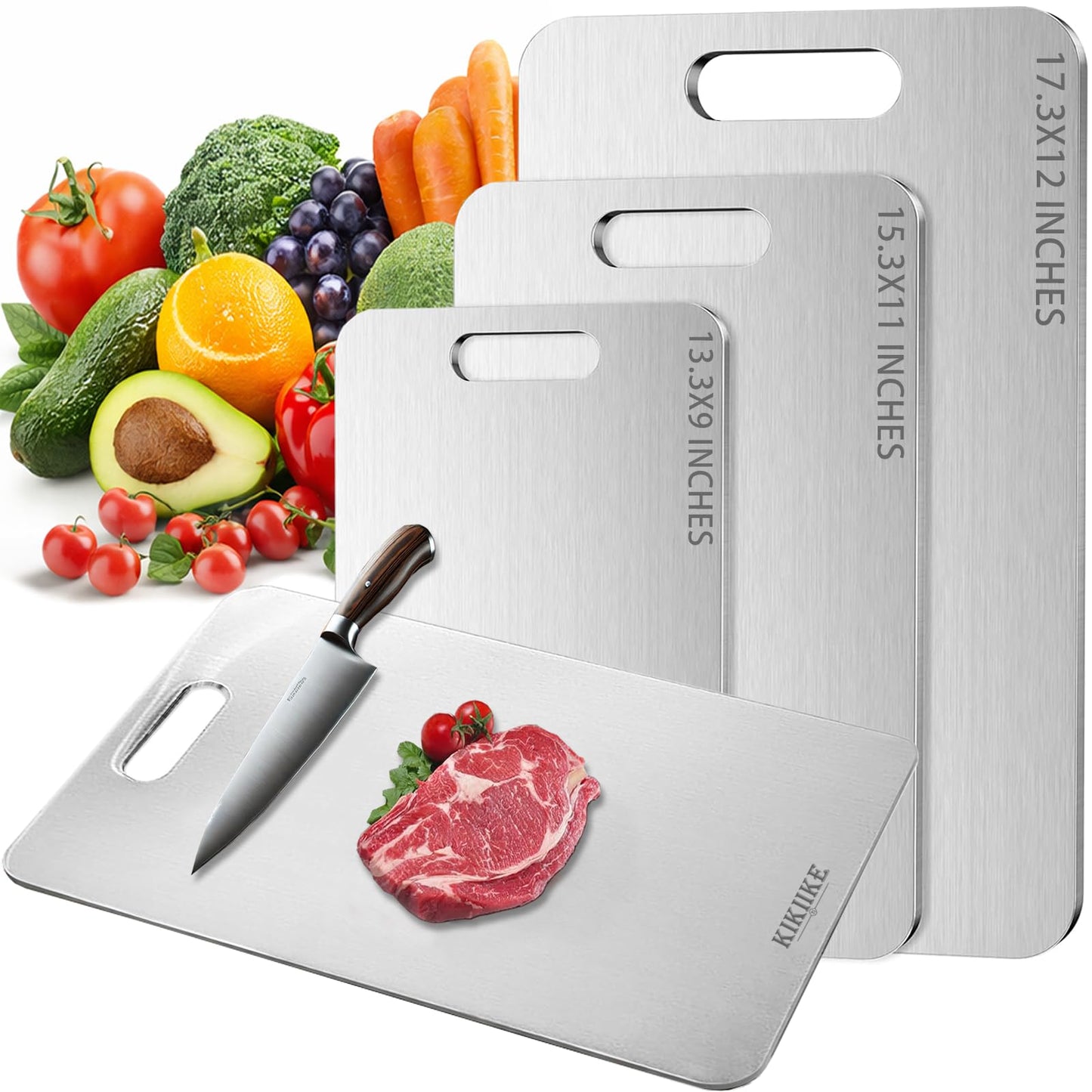 KIKIIKE Premium 100% Pure Titanium Cutting Board — Food-Grade & Anti-Microbial (39x28cm)
