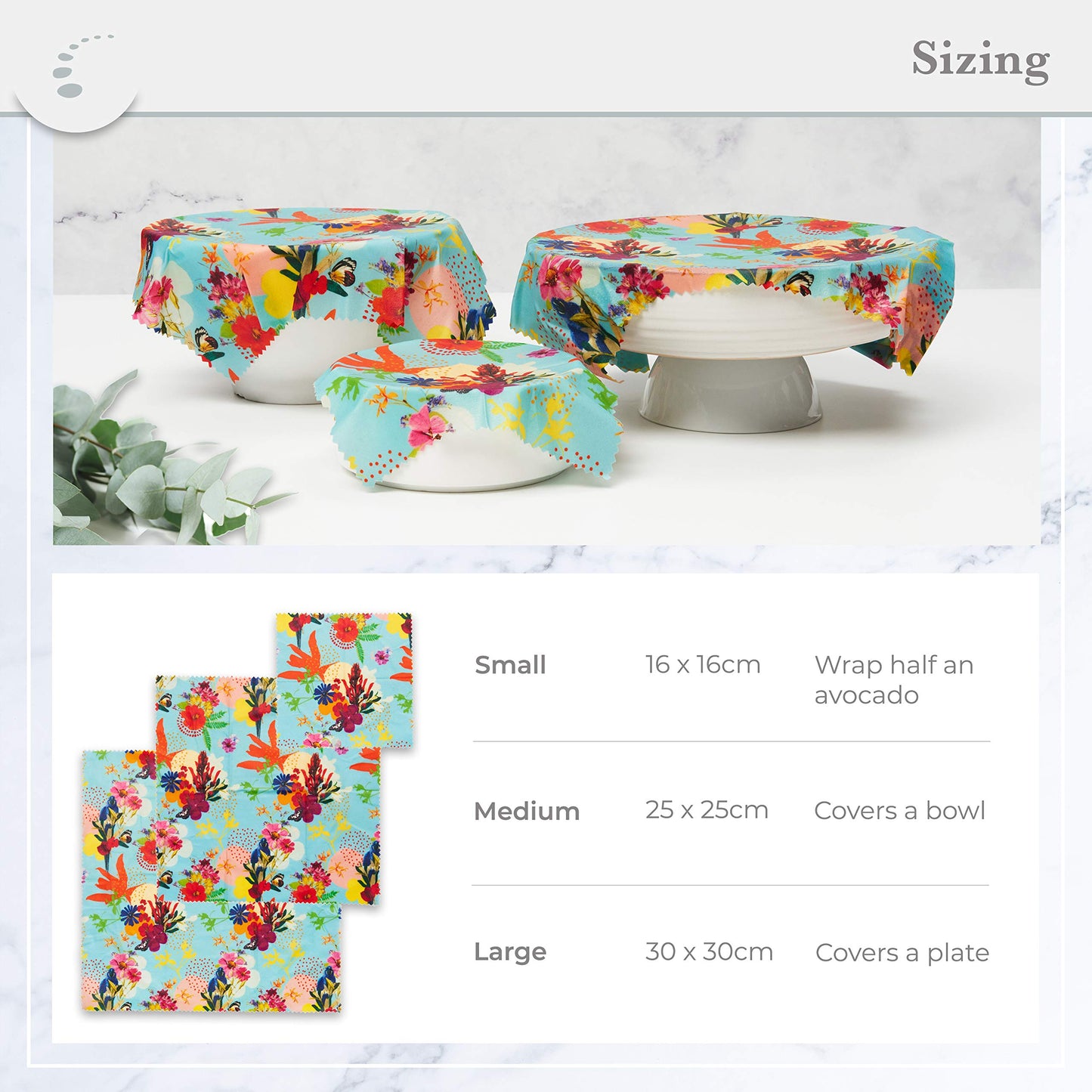 Zenify Earth Reusable Beeswax Food Wraps — Poppin' Bright Nature (Set of 3)