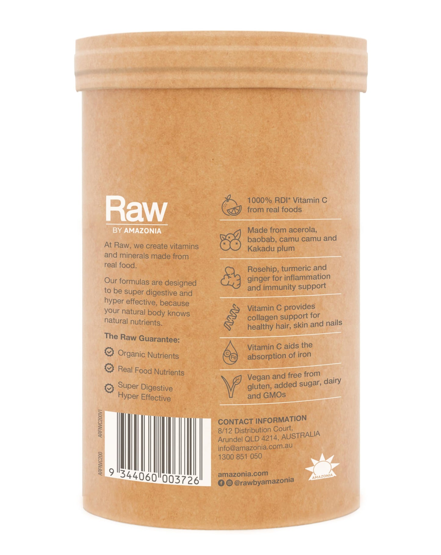 Amazonia Raw Real Food Nutrients Organic Vitamin C Powder (Passionfruit 200g)