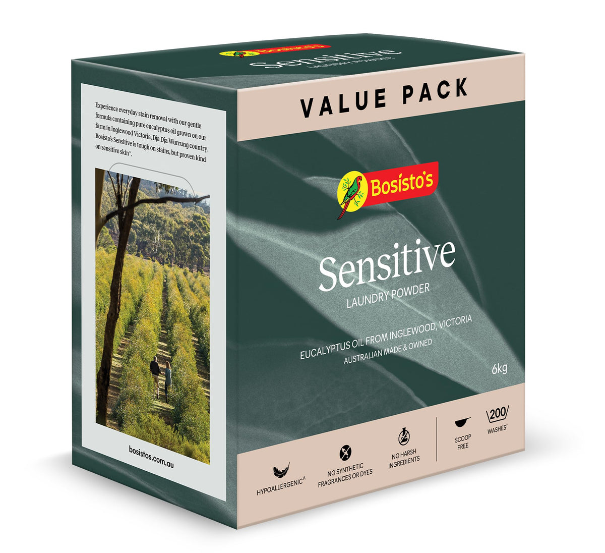 Bosisto’s Sensitive Eco Laundry Powder with Pure Australian Eucalyptus Oil (6kg Bulk Pack)