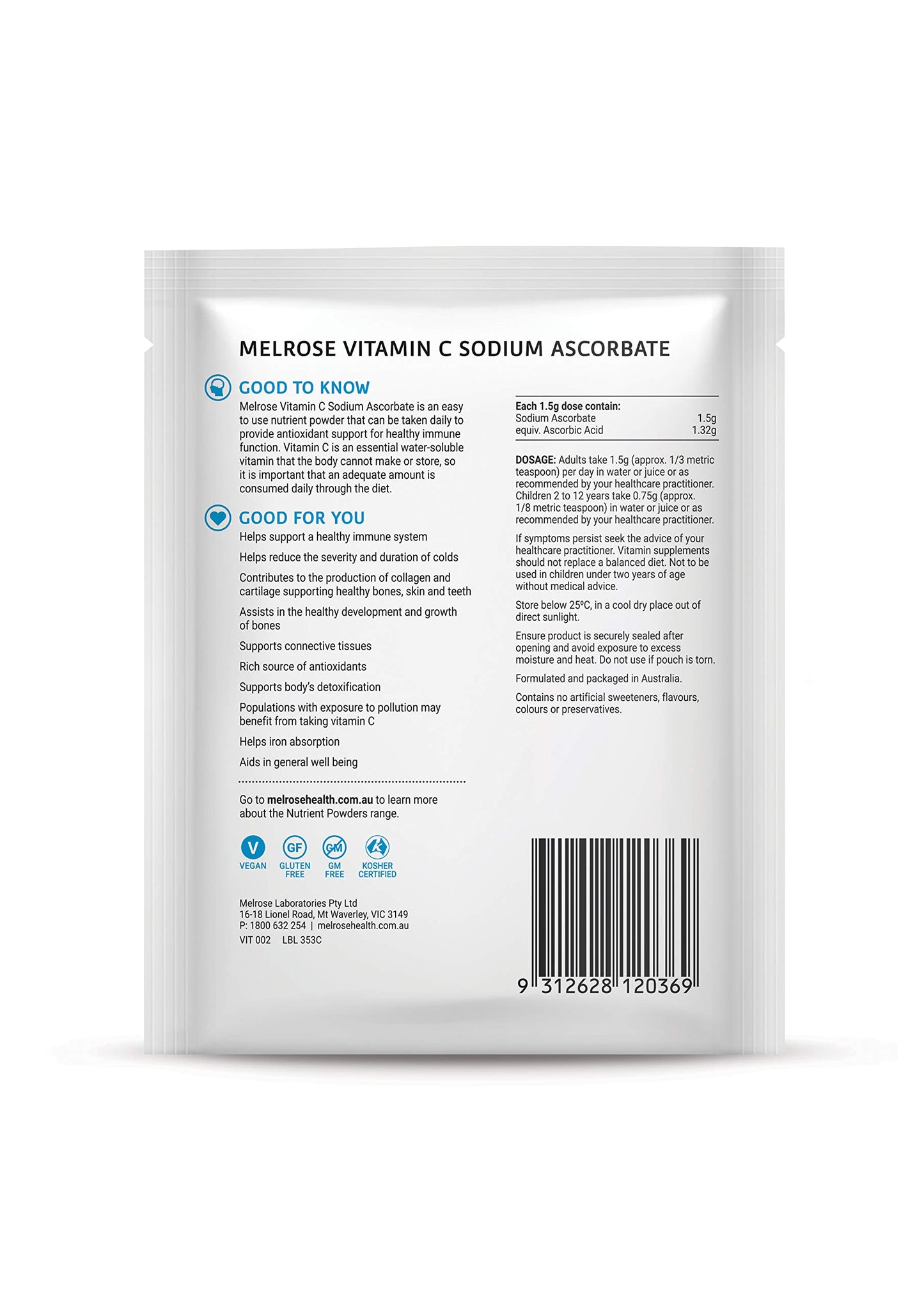 Melrose Vitamin C Sodium Ascorbate 125g