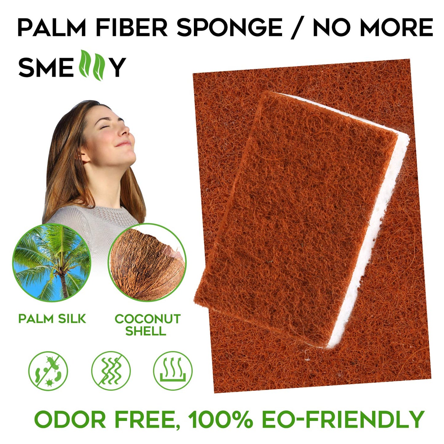 PANYEE Plant-Based Palm Fiber Scrub Sponges — Non-Scratch & Biodegradable (12-Pack)
