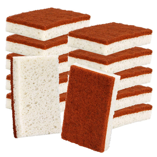 PANYEE Plant-Based Palm Fiber Scrub Sponges — Non-Scratch & Biodegradable (12-Pack)