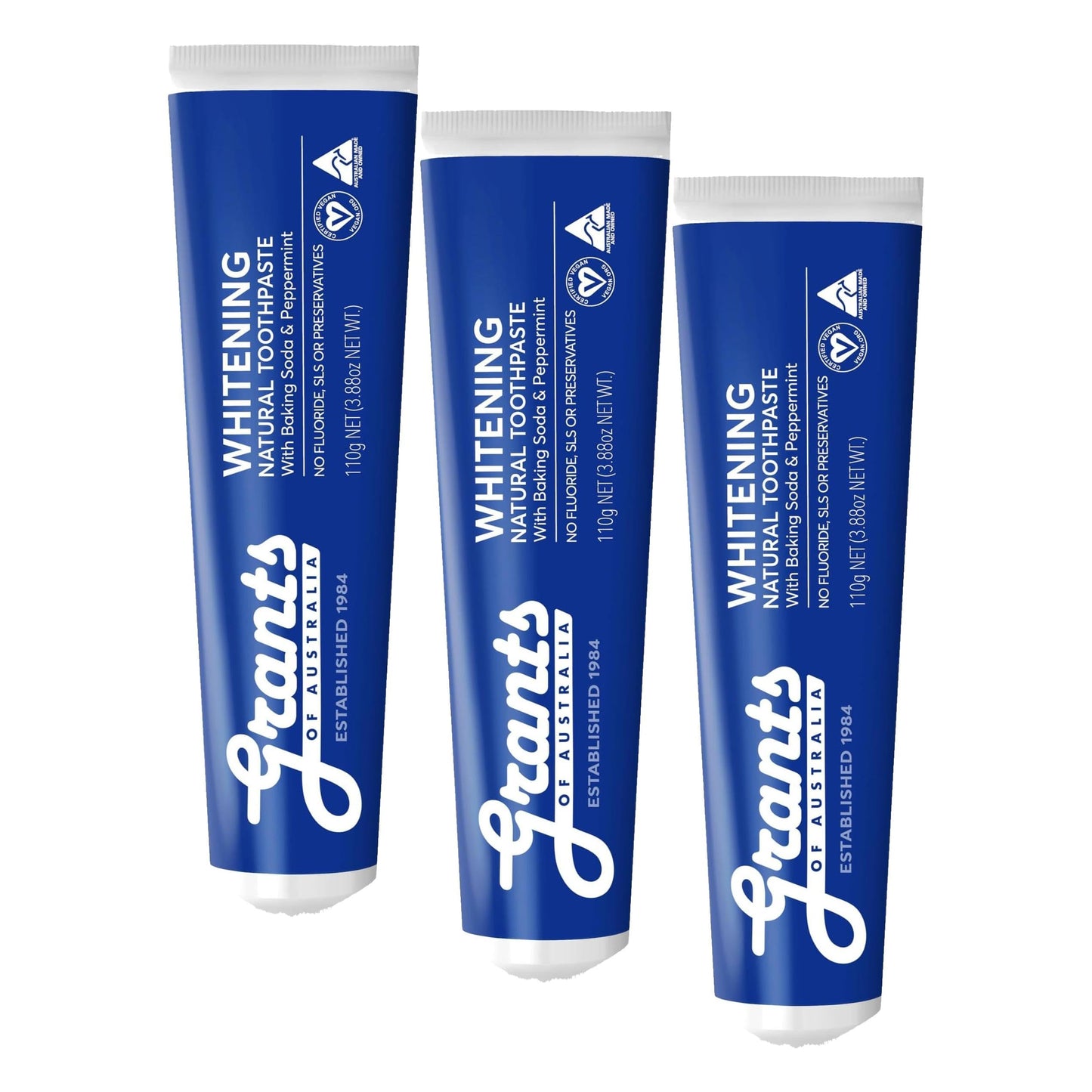 Grants of Australia Natural Whitening Toothpaste with Baking Soda & Peppermint (110g x 3 Pack)