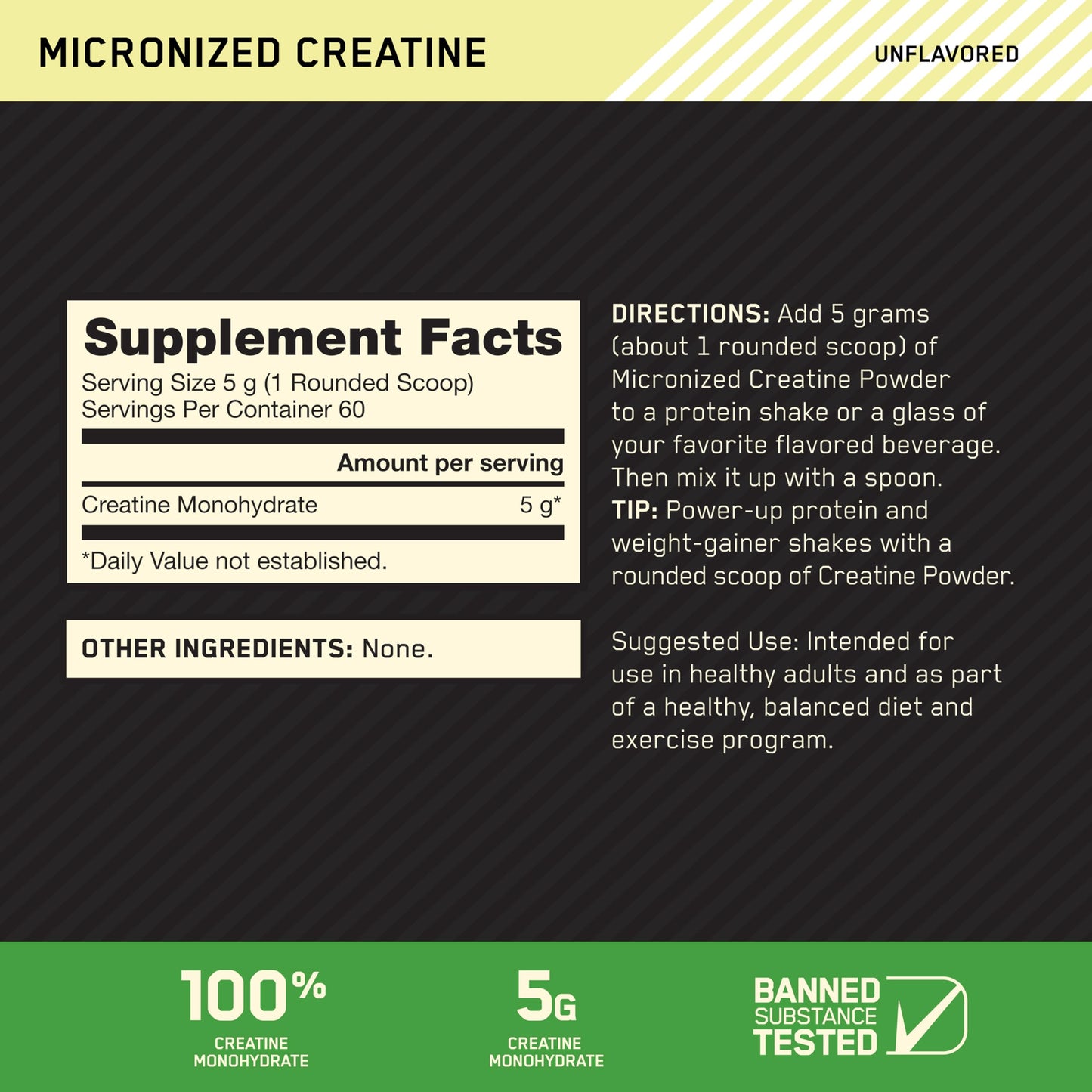 Optimum Nutrition Micronized Creatine Monohydrate Powder (Unflavoured 300g)