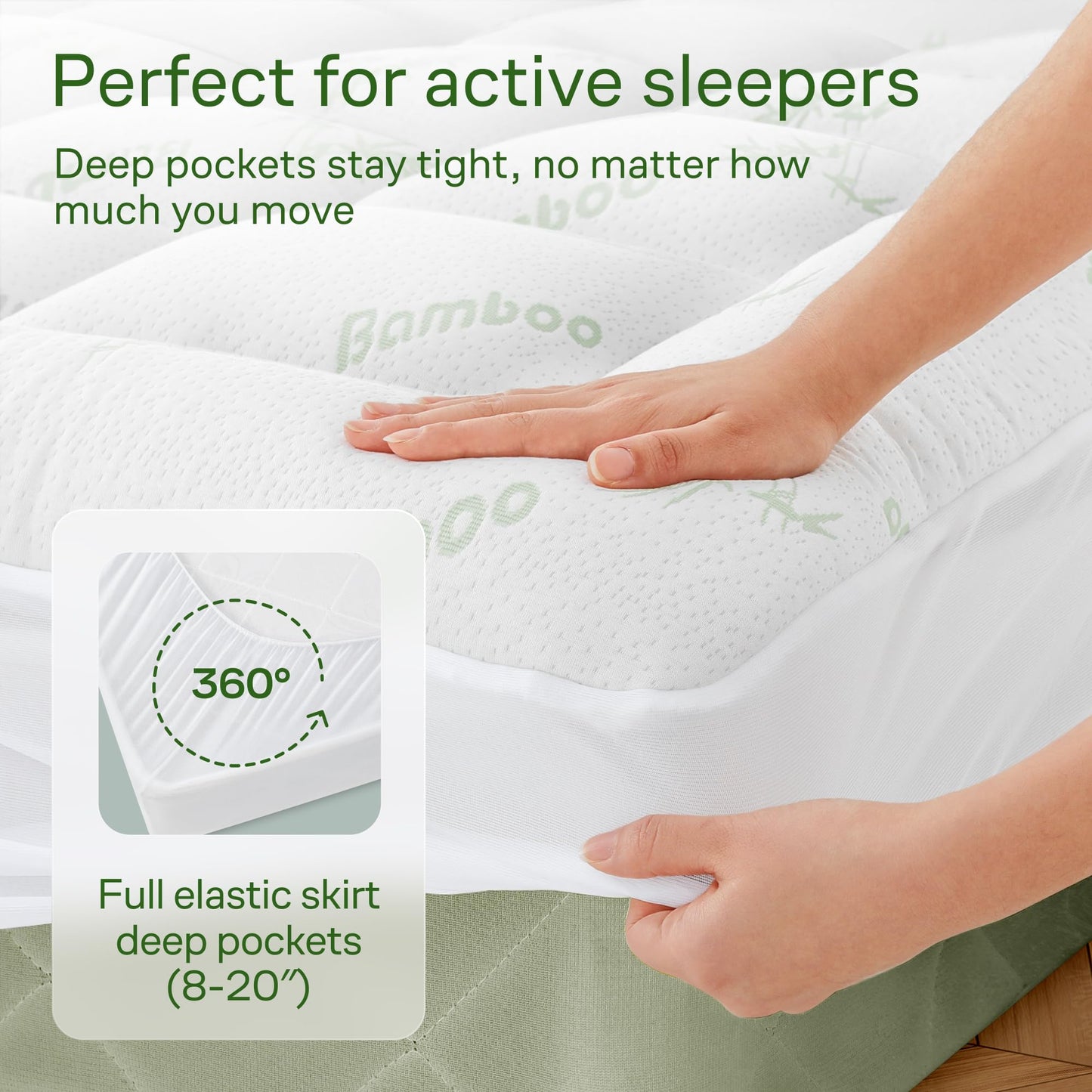 Niagara Sleep Solution Bamboo Queen Mattress Topper — Breathable Pillow Top
