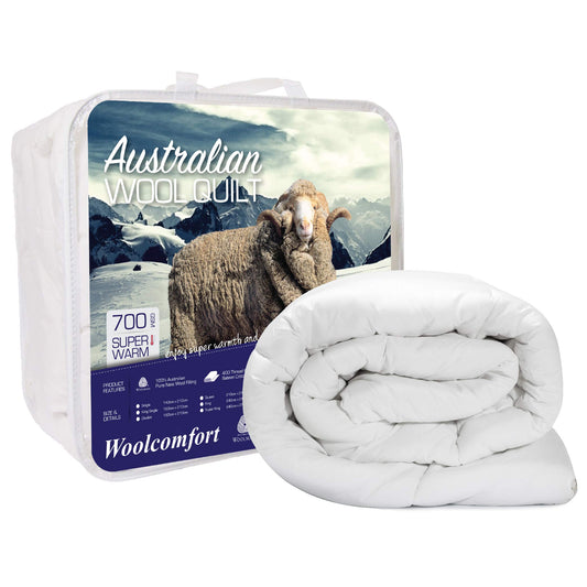 Woolcomfort Australian Made Merino Wool Quilt 700GSM (Queen 210x210cm)