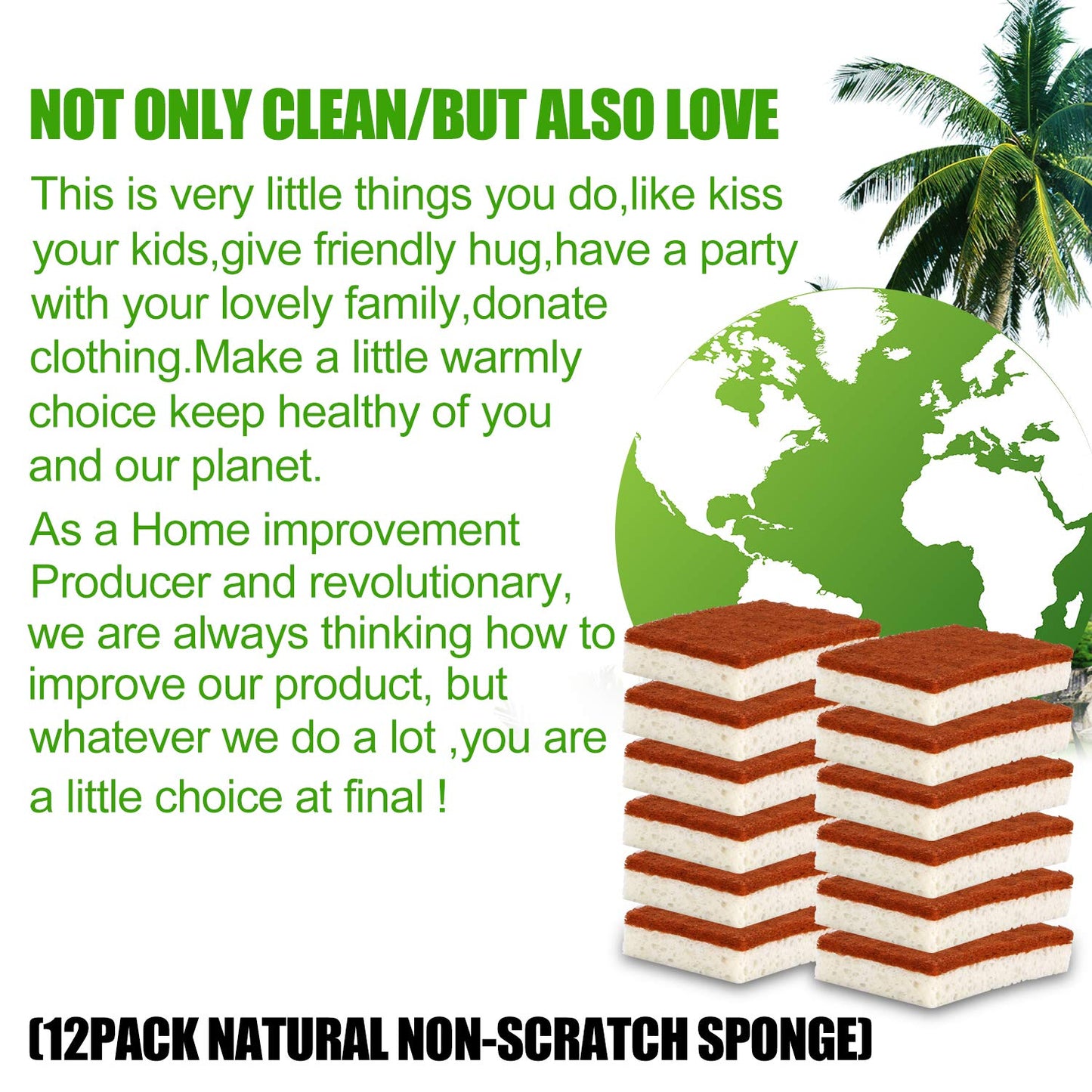 PANYEE Plant-Based Palm Fiber Scrub Sponges — Non-Scratch & Biodegradable (12-Pack)