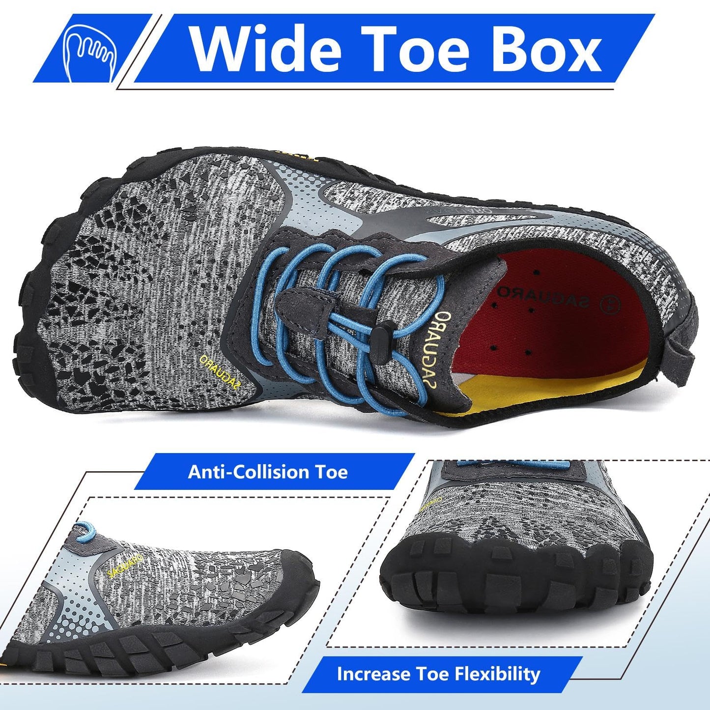 SAGUARO Unisex Barefoot Trail Running Shoes, Lightweight Breathable.
