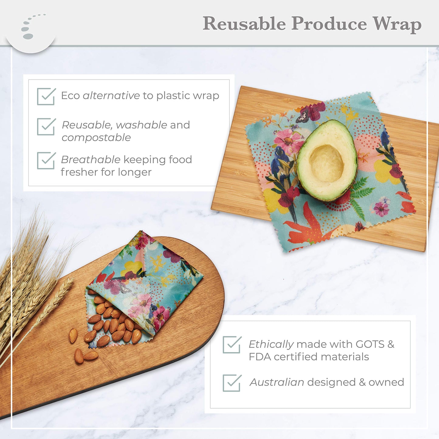 Zenify Earth Reusable Beeswax Food Wraps — Poppin' Bright Nature (Set of 3)
