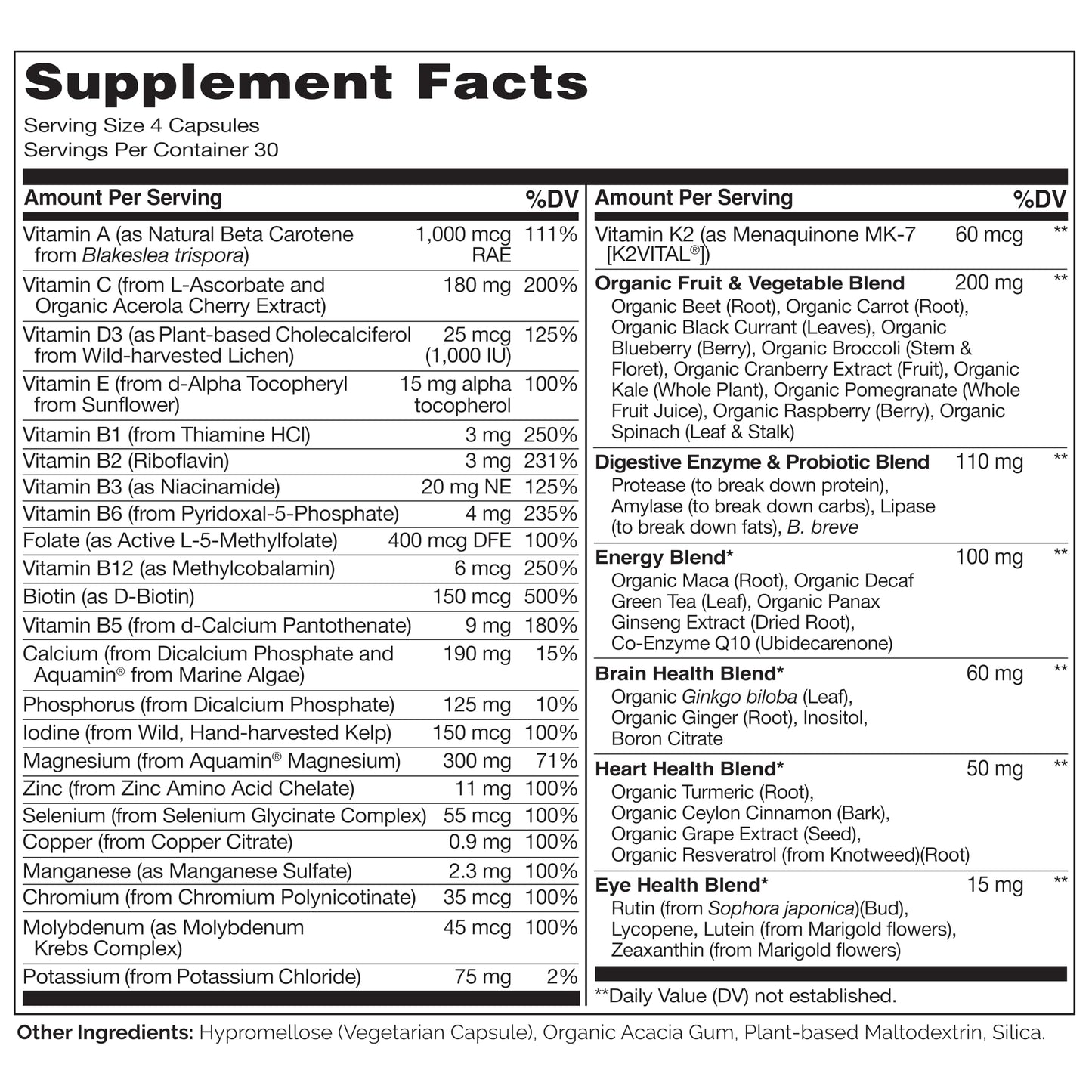 NATURELO Whole Food Multivitamin for Men (120 Vegan Capsules)